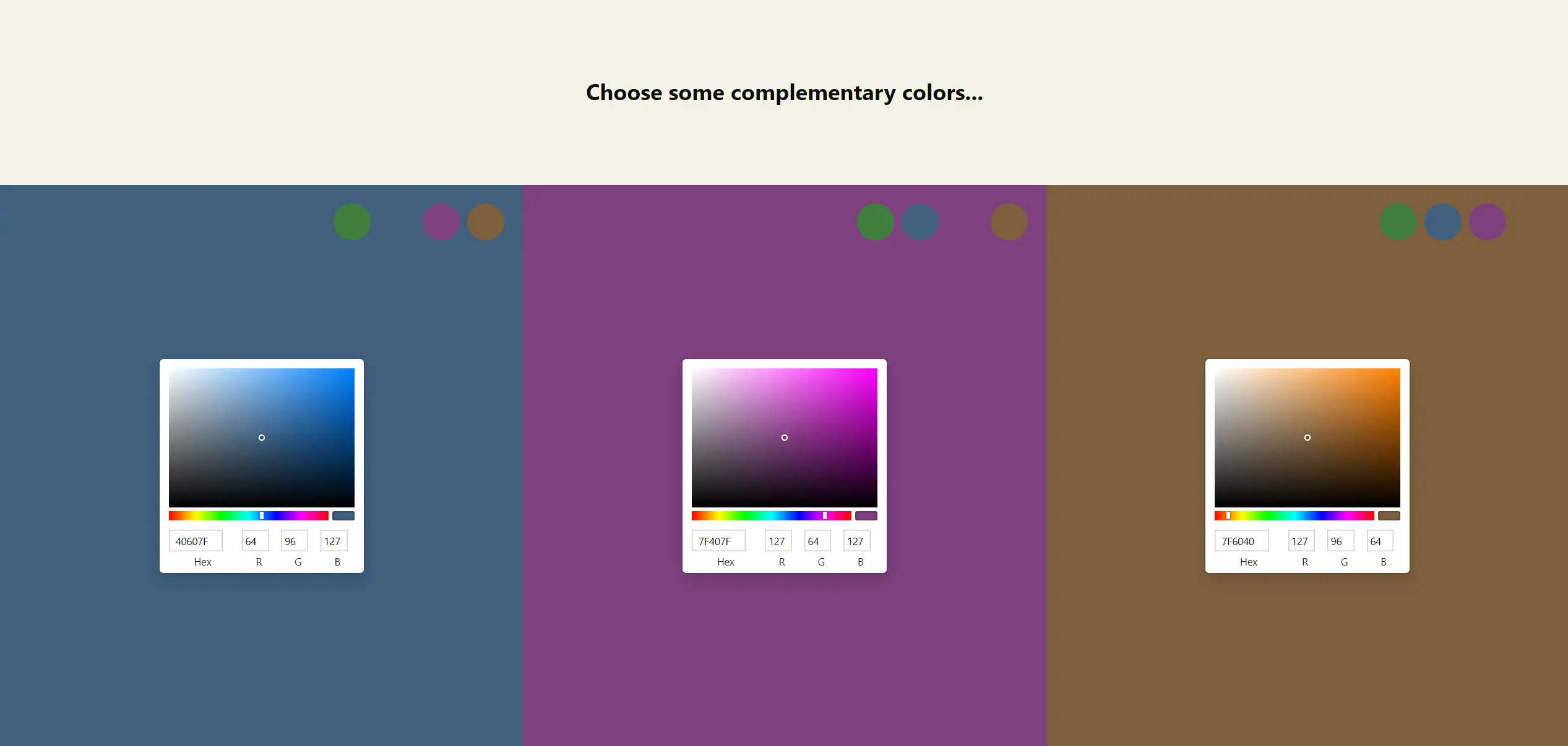 Complementary color selection