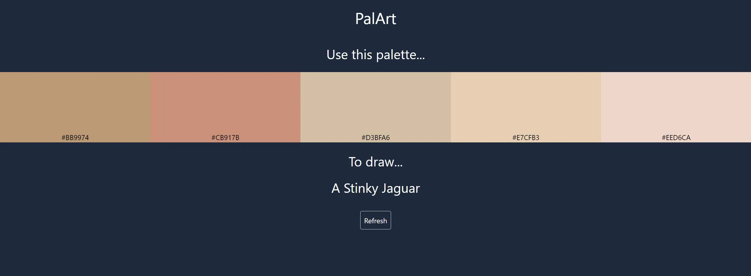 The PalArt demo with a palette and a painting idea